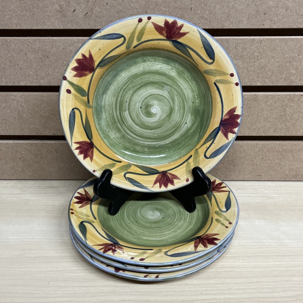 Pier 1 Elizabeth Hand Painted Stoneware Salad Plates 8