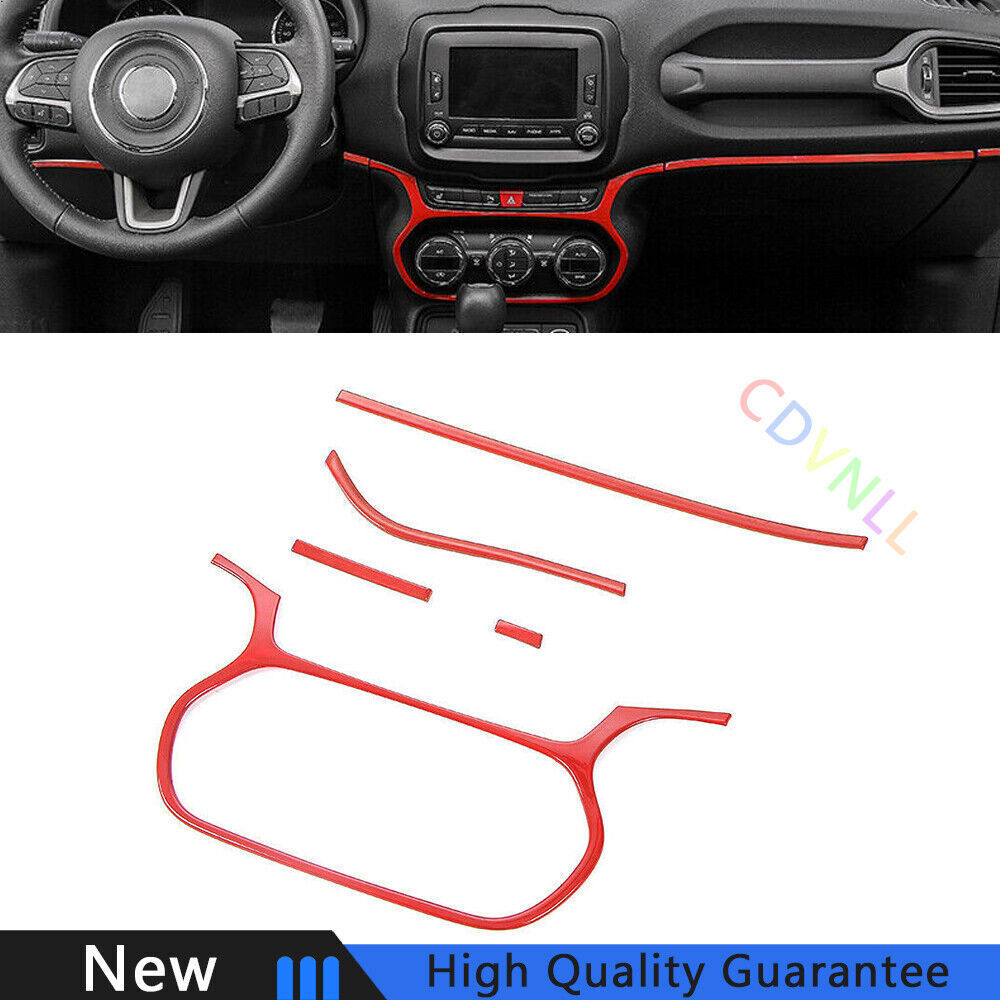 Fit For Jeep Renegade 2015-2017 Bright Red Central Console Instrument Strip Trim
