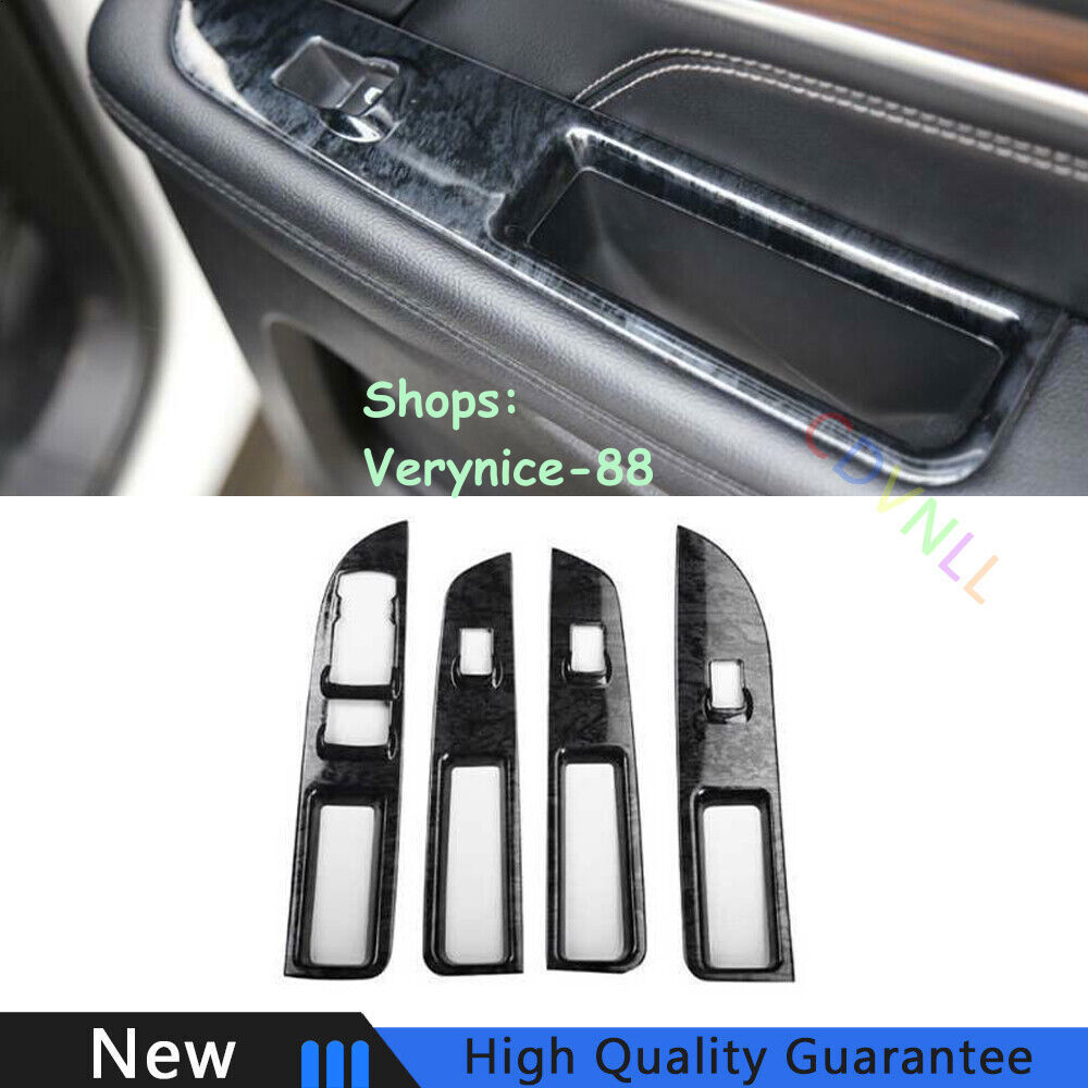 For Ford Explorer 2016-2019 Black Wood Grain Window Lock Lift Panel Frame Trim