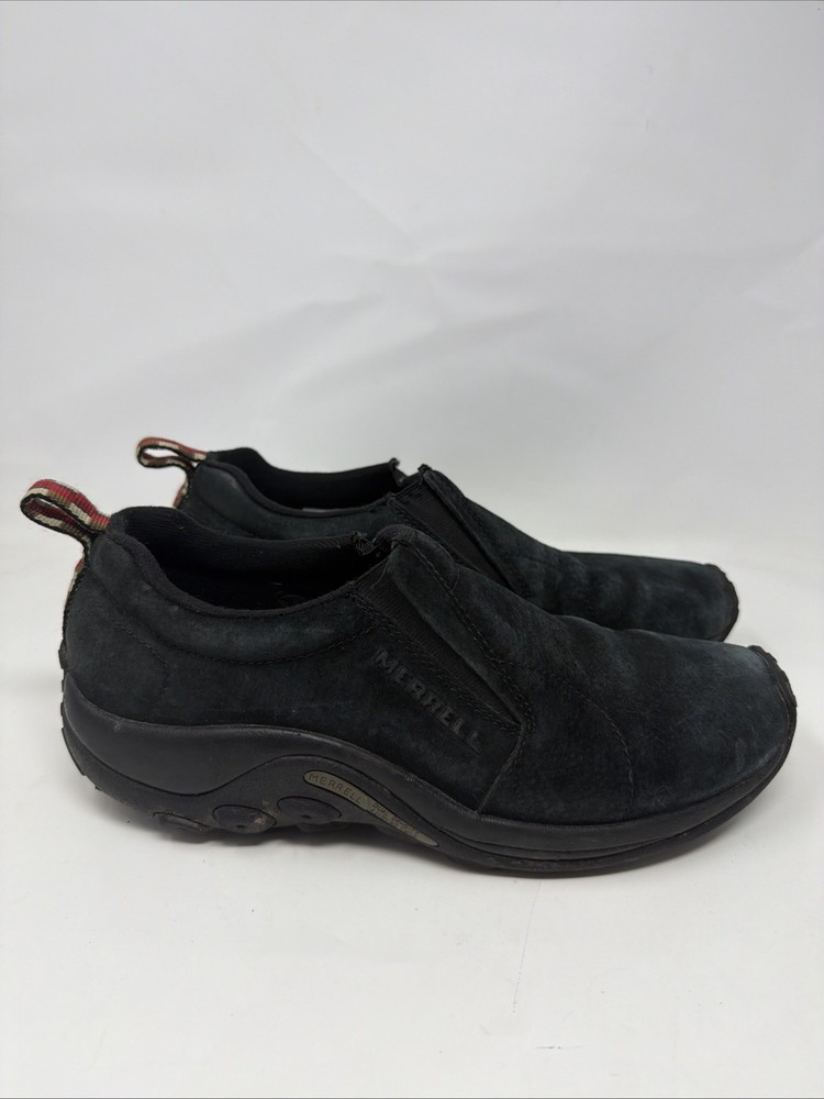 Men’s Merrell Jungle Moc Midnight Black Slip-On Suede Shoes Size 10