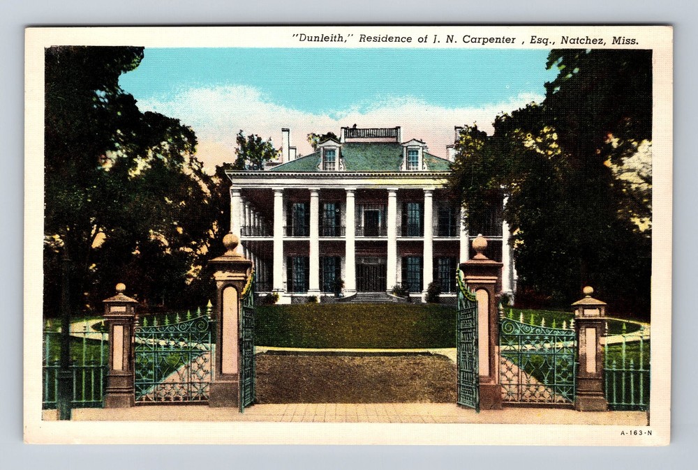 Natchez MS-Mississippi, Dunleith, Home of J.N Carpenter Esq Vintage Postcard