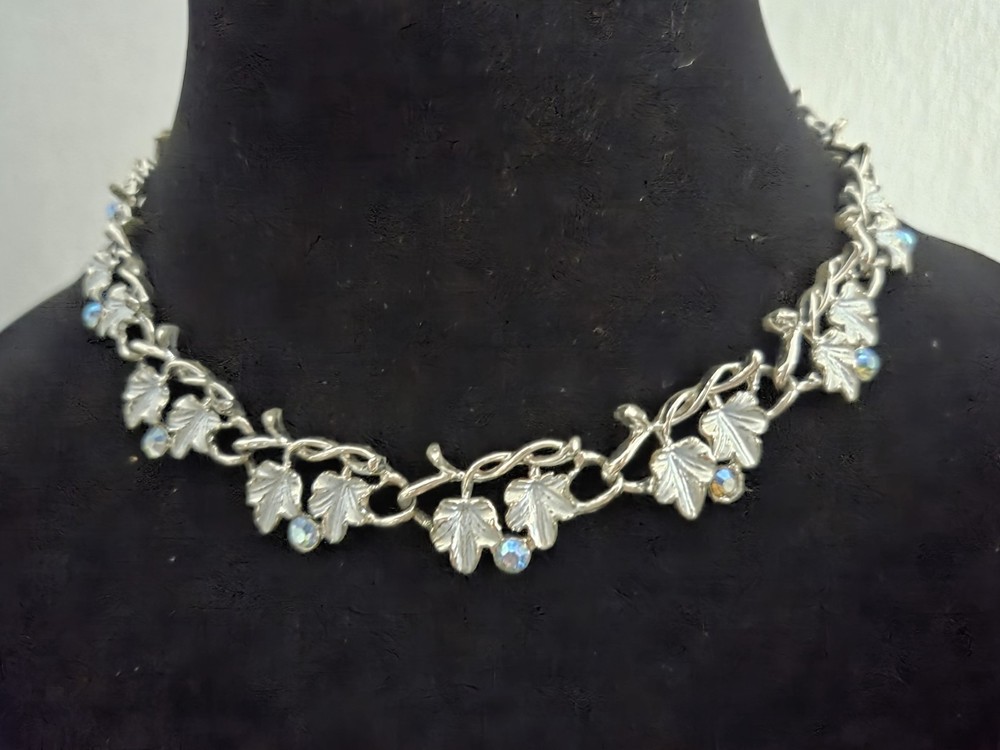 Vintage Blue AB Rhinestone Necklace MCM 17
