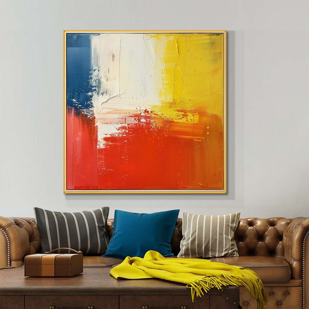 Hand-painted abstract oil Painting on canvas Yellow Home Wall Decor Room 31in