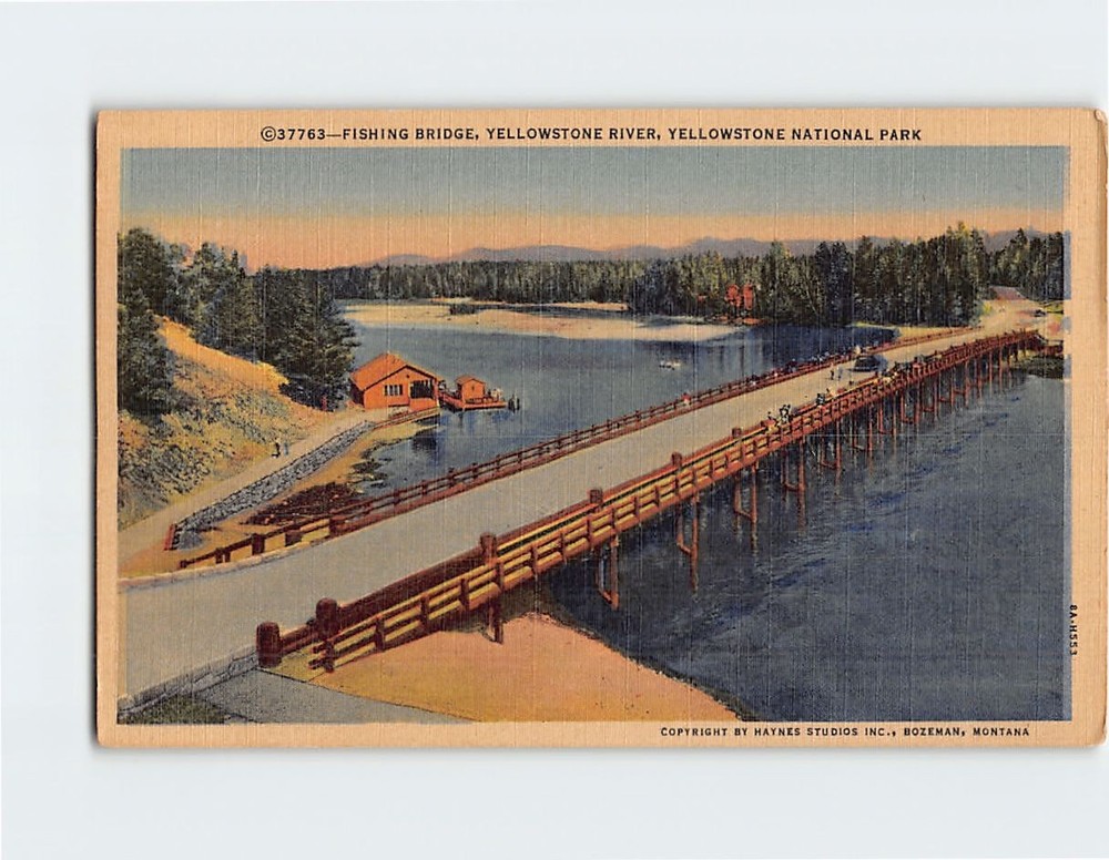 Postcard Fishing Bridge Yellowstone River National Park Wyoming USA America