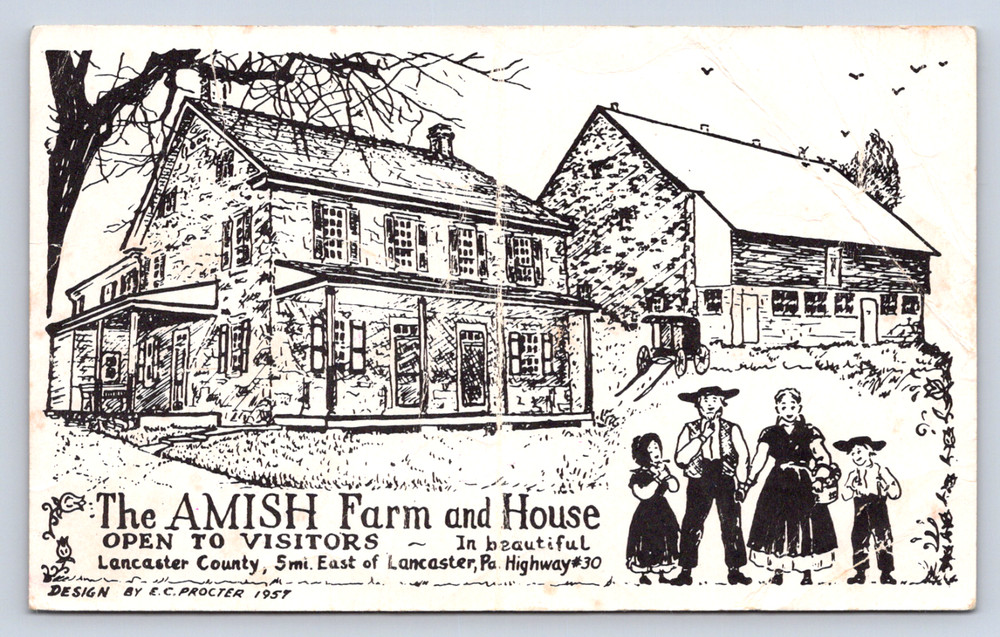 Vintage Postcard Amish Farm House Lancaster Pennsylvania