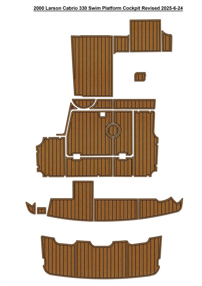 2000 Larson Cabrio 330 Swim Platform Cockpit Boat EVA Teak Deck Foam Floor Mat