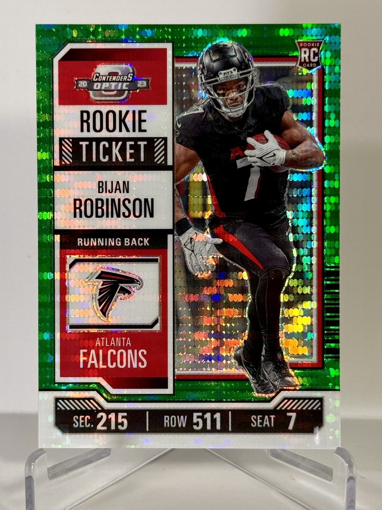 Bijan Robinson 2023 Contenders Optic FOTL Green Pulsar #26/35 RC SP