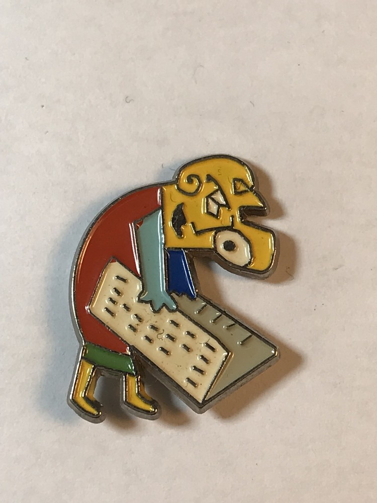 PIN ABSTRAC ART YELLOW RED AND BLUE RUNNING WITH A PAPER 2-image