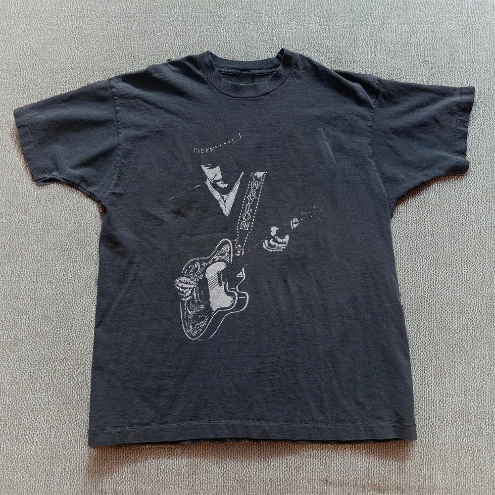 Waylon Jennings Guitar Country Music Graphic T-Shirt Black S-5XL