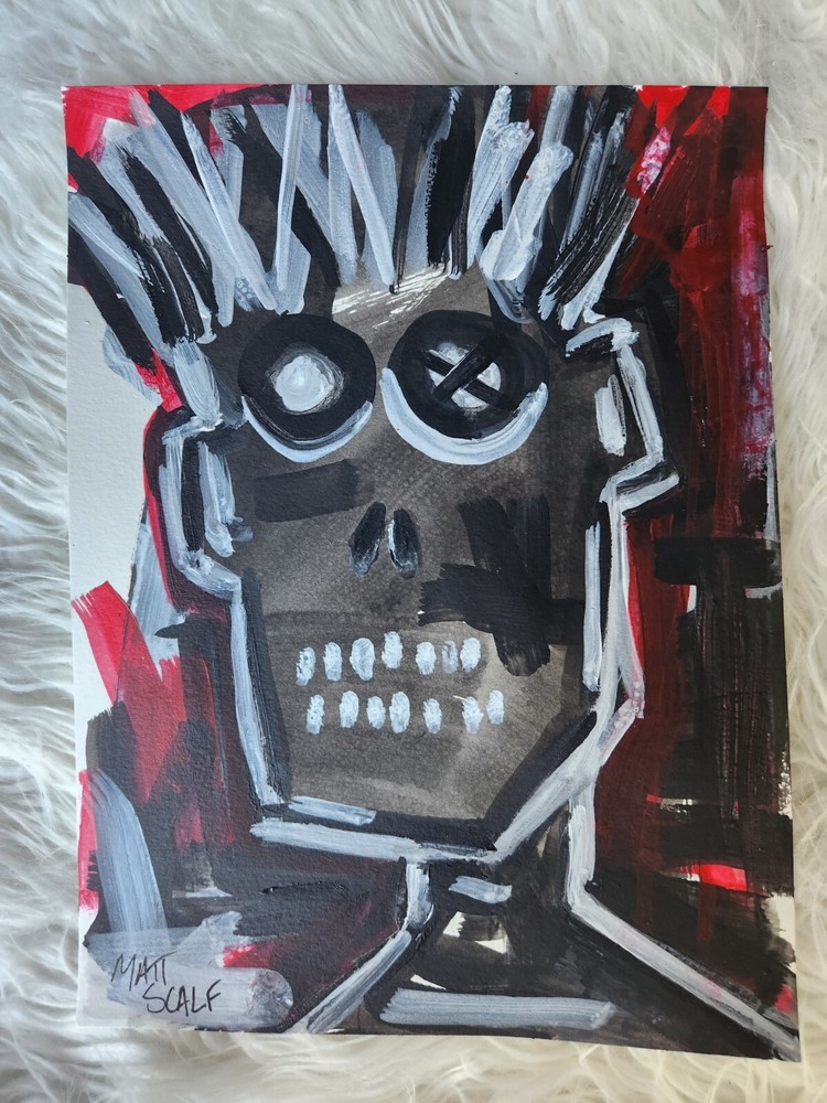 Matt Scalf Abstract Face Urban Graffiti Street Art Modern 9x12 ORIGINAL PAINTING