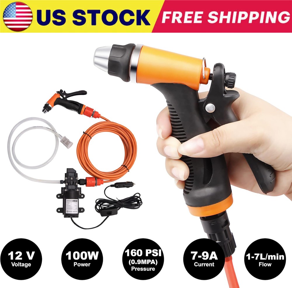 12V Portable Electric Car Wash Pump High Pressure Self Priming Kit  
