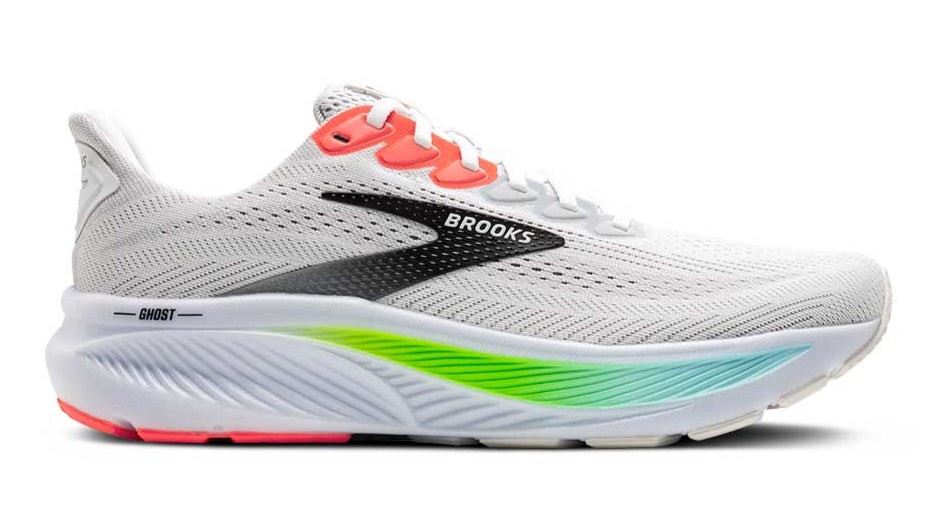 Size 11.5 - Brooks Ghost 17 White Pink Clay Gecko