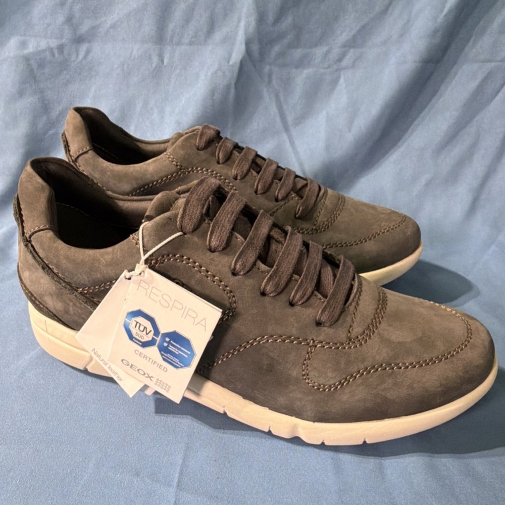 Geox Respira Brattley NBK LEA Brown Leather Sneakers Men's US 7 EU 40