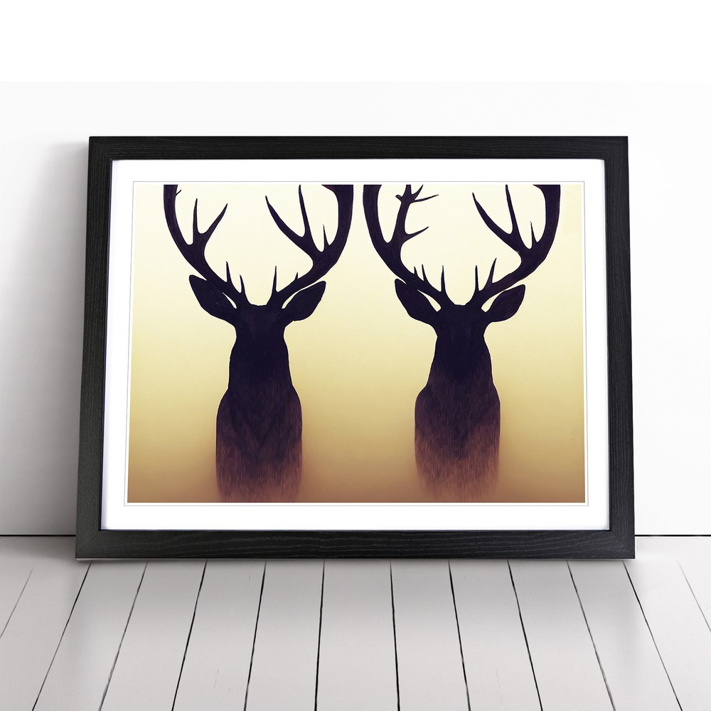 Fine Stags Wall Art Print Framed Canvas Picture Poster Home Decor Living Room