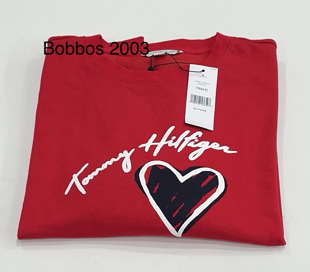 Tommy Hilfiger Women’s Crewneck Logo Pullover, Primary Red, Size XL