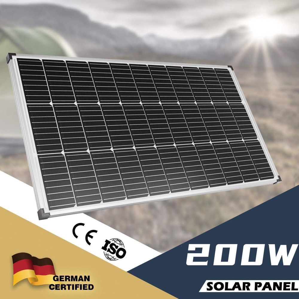 Solar Panel 200W Monocrystalline PV Module Power Battery Boat Rvs Cabin (200W)
