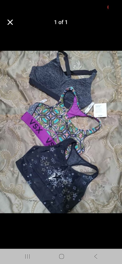 VSX Sports Bras Racerback Pullover Multicolor Gray Geometric Star Lot