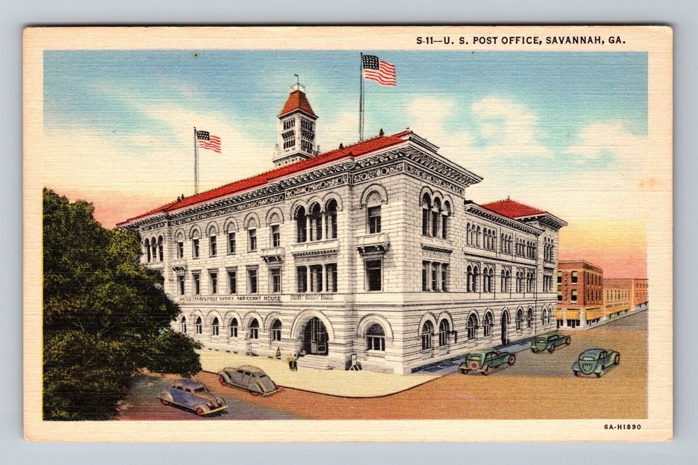 Savannah GA-Georgia U.S Post Office Vintage Postcard