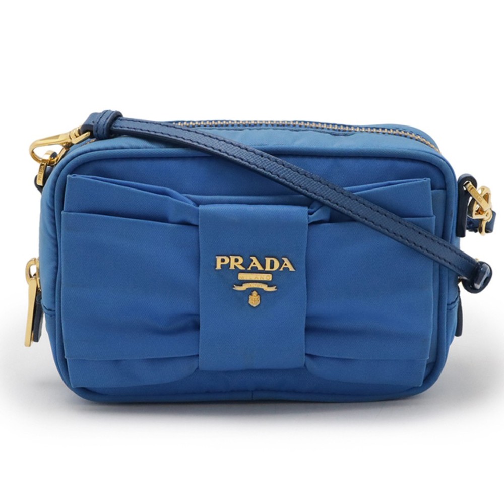 RARE PRADA PRADA Ribbon Shoulder Bag Pouch Crossbody 2WAY Small Item Holder Nylo