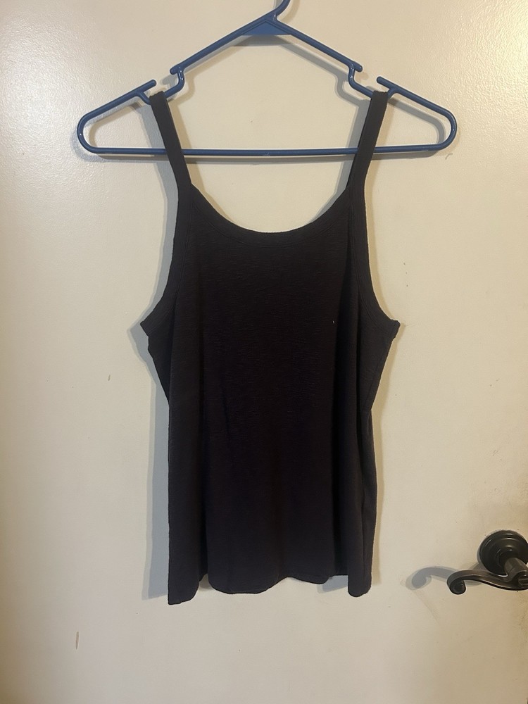 Madewell Ribbed Scoop Neck Dark Plum Purple Tank Top Size Large