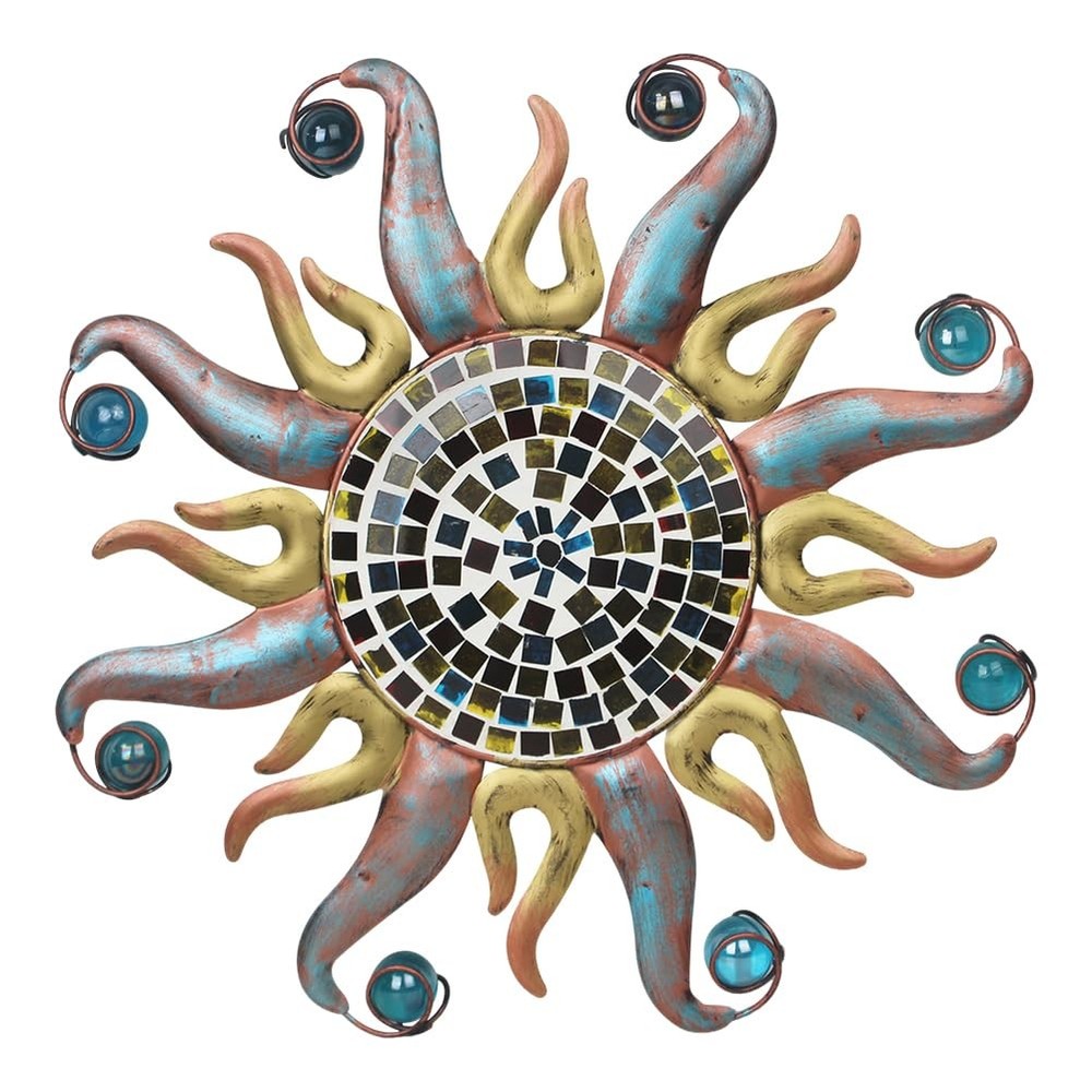 Sun Wall Decor, 14 Inch Metal Wall Art, Mosaic Hanging Wall Sculptures, Decor...