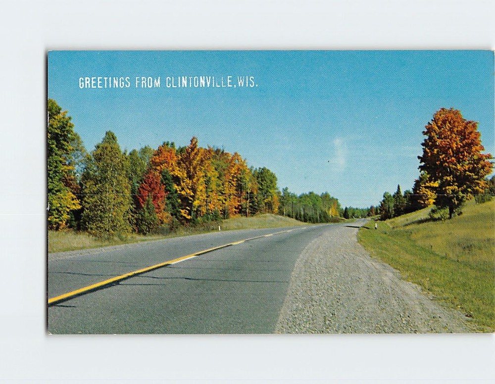 Postcard Countryside Highway Greetings from Clintonville Wisconsin USA
