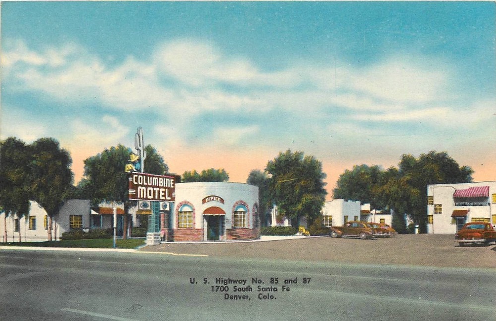 1940s Denver Colorado Columbine Motel occupation Colorpicture Postcard 26-3804