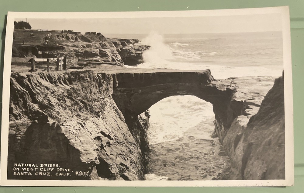 Rppc 1930 C Natural Bridge on Cliff Drive, Santa Cruz, California CA Postcard