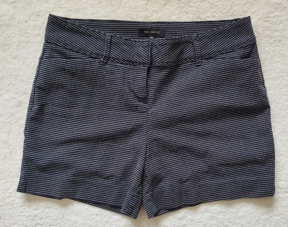 The Limited Tailored Shorts Women's 6 Black White Flat Front