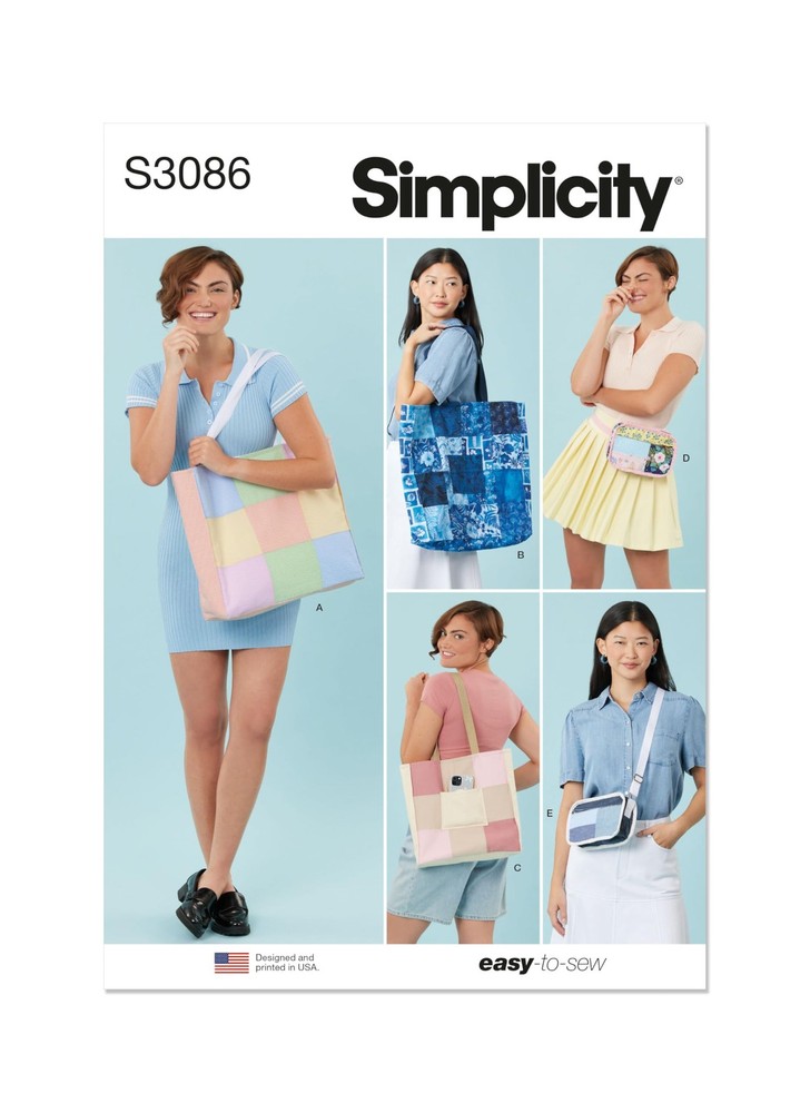 SS3086OS Easy to Make Lined Patchwork Bags Sewing Pattern Packet, Design Code...