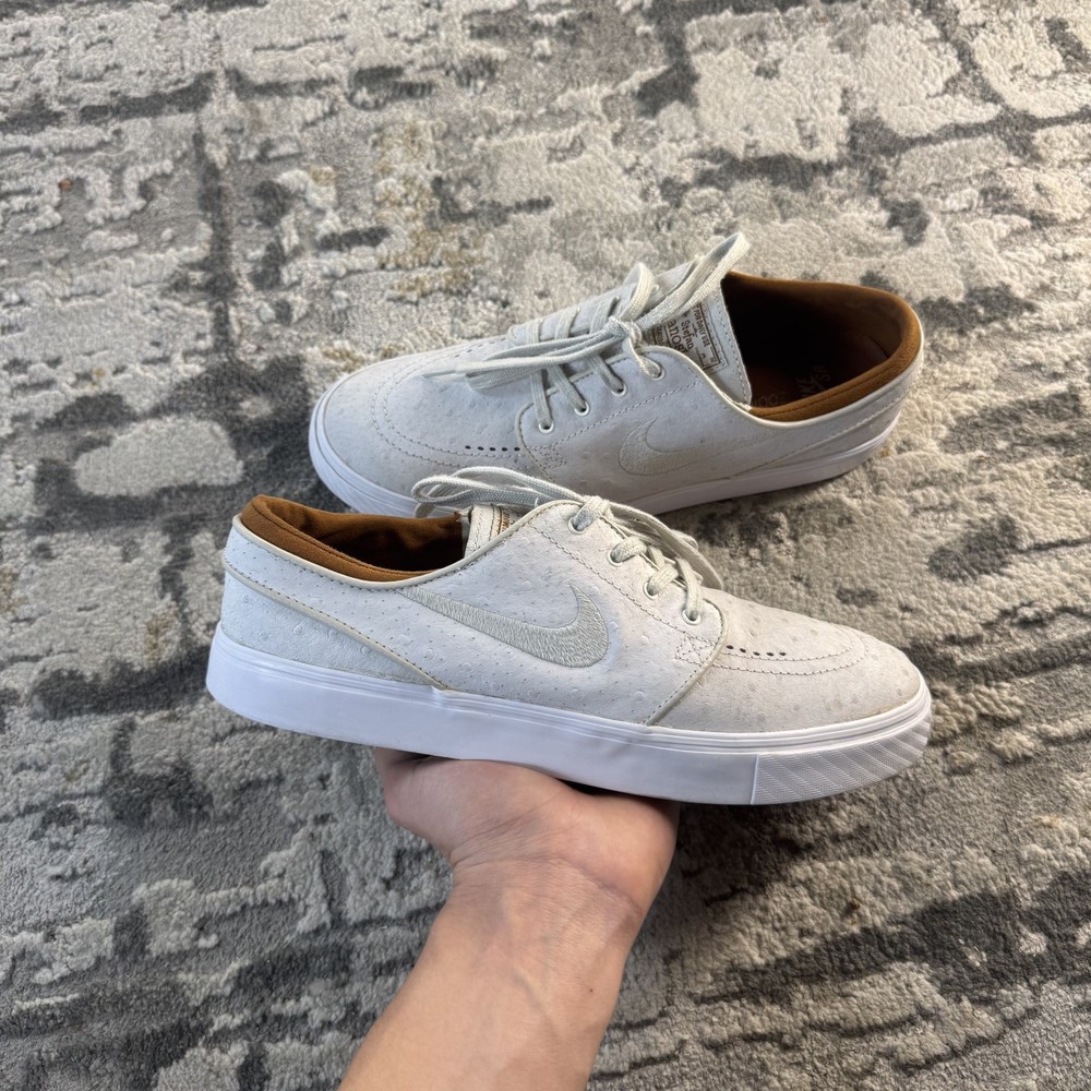 Nike SB Zoom Stefan Janoski White Ostrich Skate Shoes 616490 102 Mens 9.5