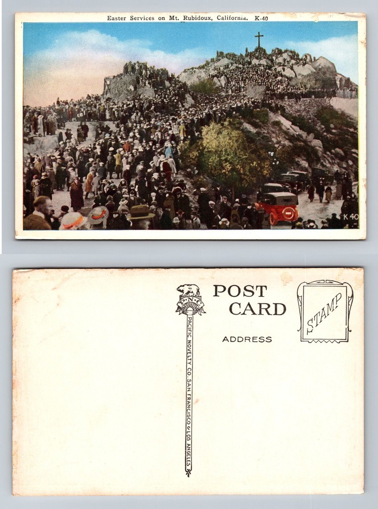 Riverside California, Mt. Rubidoux Easter Sunrise Service Crowd Vintage Postcard