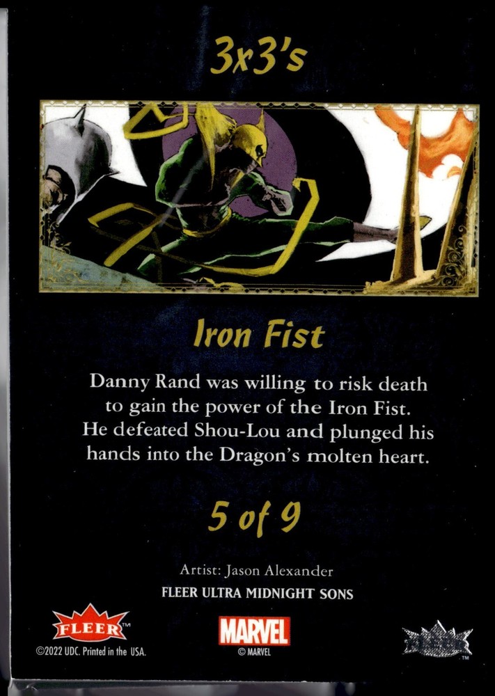 Fleer Ultra Marvel Midnight Sons - 3x3's - Iron Fist - 5 of 9