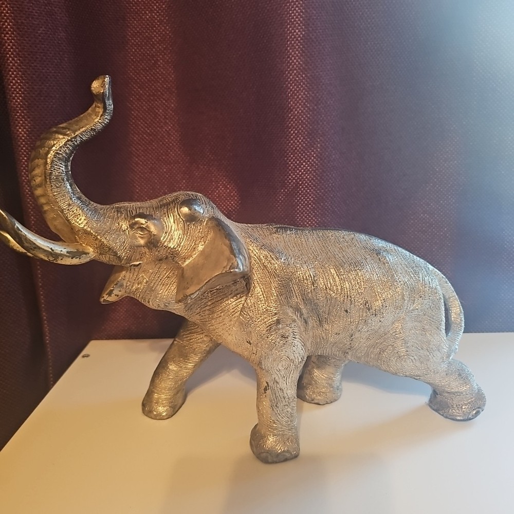 Brass Elephant Figurine Trunk Up Good Luck Decor Animal Statue Collectible