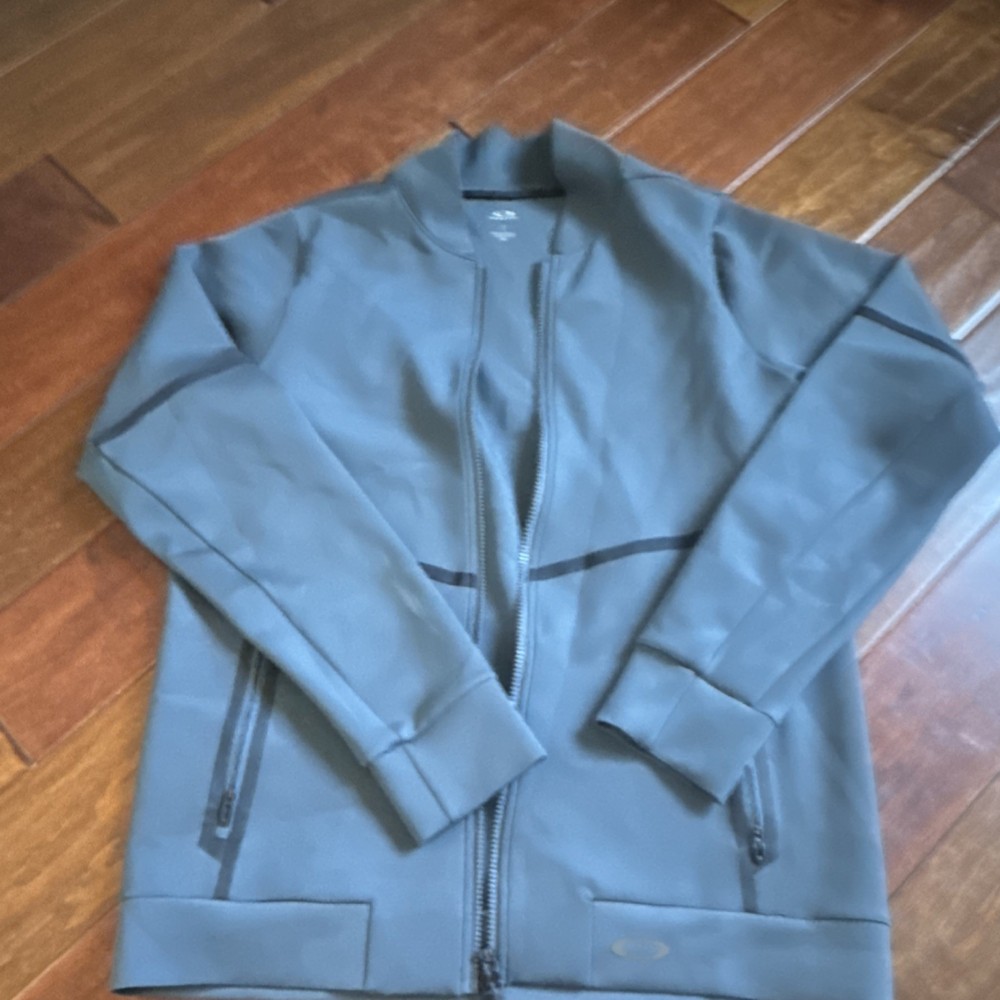 Oakley Men's Gray Bomber Jacket XL Full Zip Zipped Pockets Casual