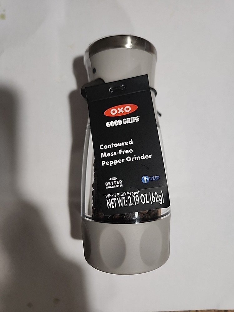 OXO Good Grips Contour Stainless Steel Gray Pepper Grinder Mess-Free Design for Perfect Seasoning Every Time Ideal for Kitchens