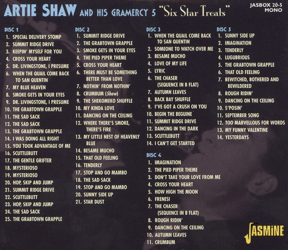 ARTIE SHAW & HIS GRAMERCY 5 SIX STAR TREATS NEW CD