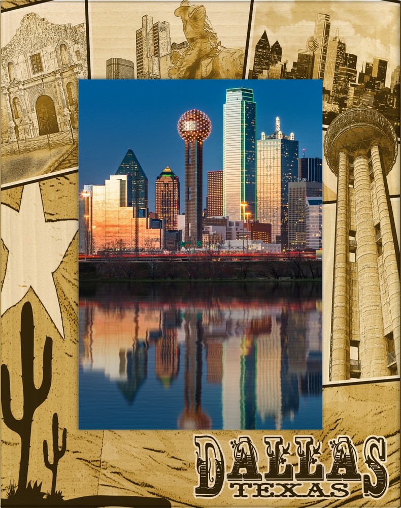 Dallas Texas Laser Engraved Wood Picture Frame Portrait (4 x 6)