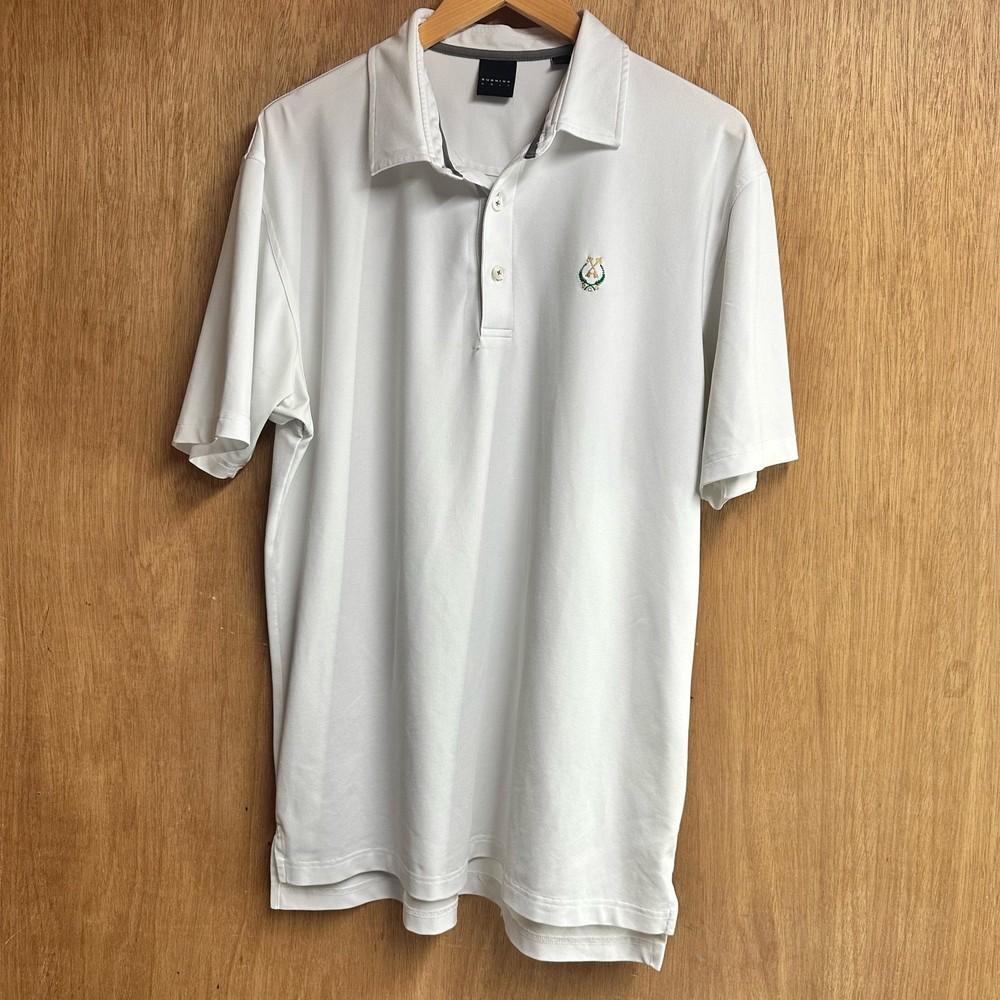 Dunning Polo Shirt Mens Large White PGC Caddie Logo Short Sleeve Golf Top