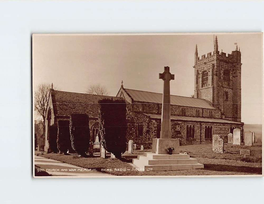 Postcard St. John the Baptist Church in Bere Regis Dorset England