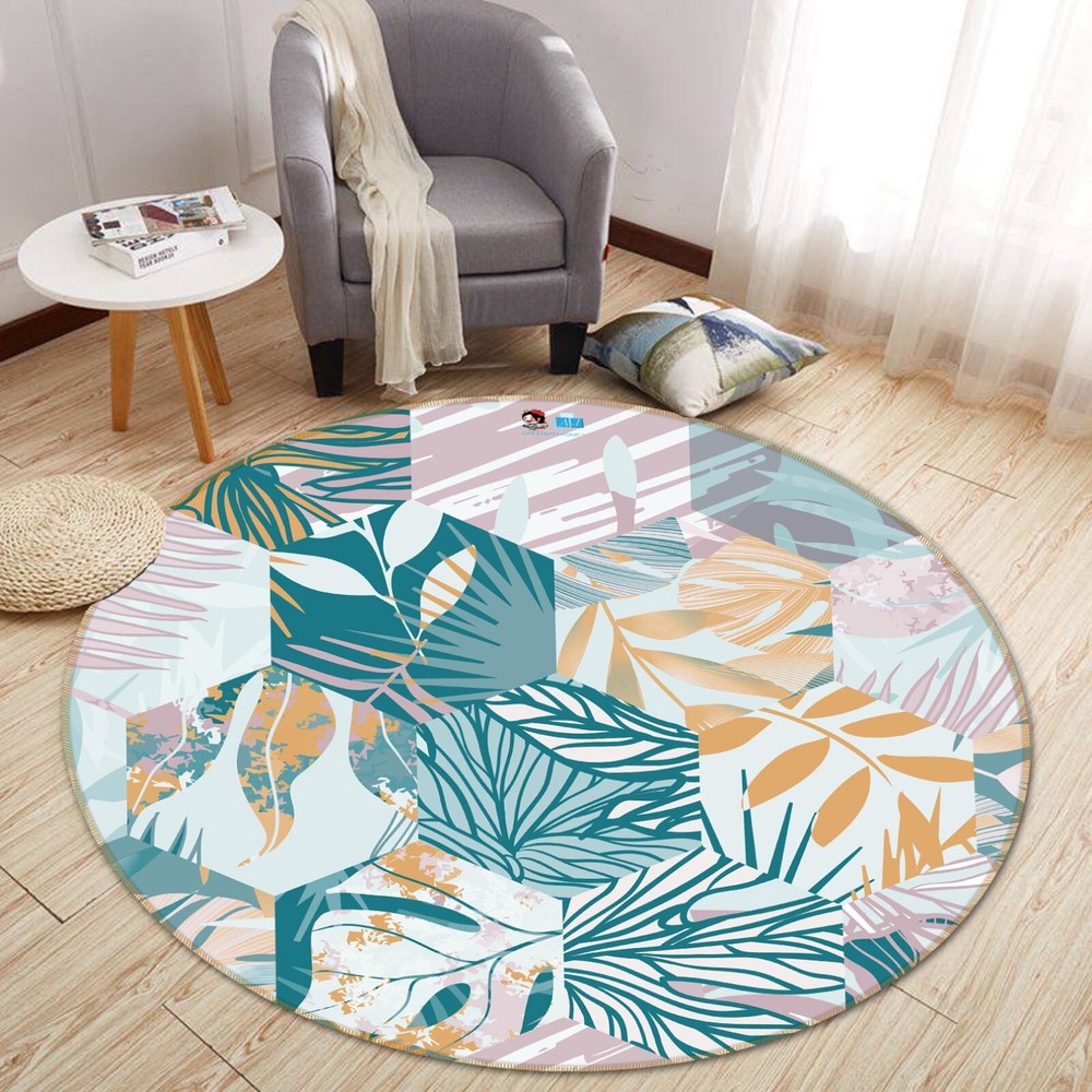 3D Blue Leaves Graphic NBC411 Game Rug Mat Elegant Photo Carpet Mat Fay 2023