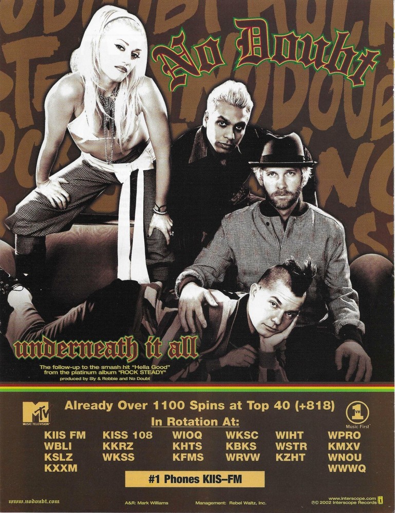 Gwen Stefani NO DOUBT Rare 2002 Underneath PROMO TRADE AD Poster for Steady