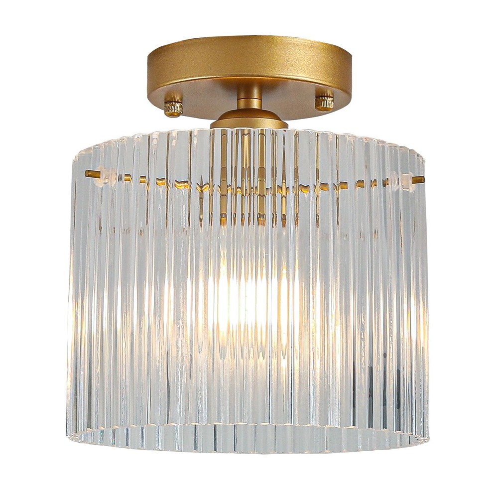 Modern Industrial Semi-Flush Mount Clear Glass Ceiling Light Fixture