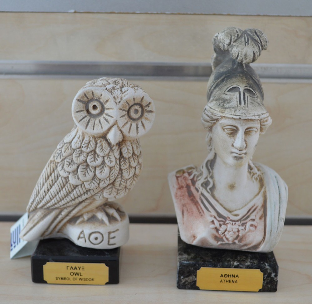 Athena Owl sculpture set artifacts