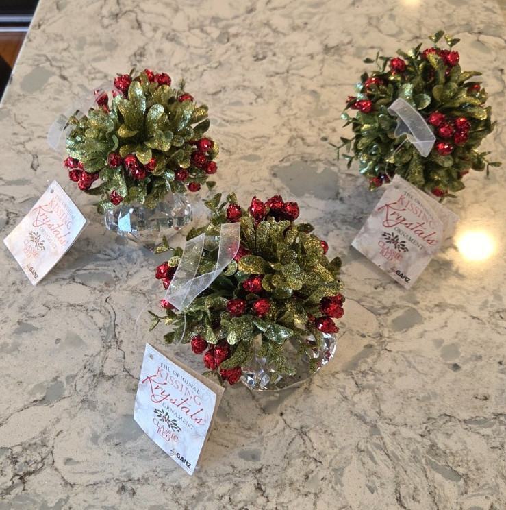 New Ganz Kissing Krystals Christmas Mini Mistletoe Hanging Ornament Lot of 3