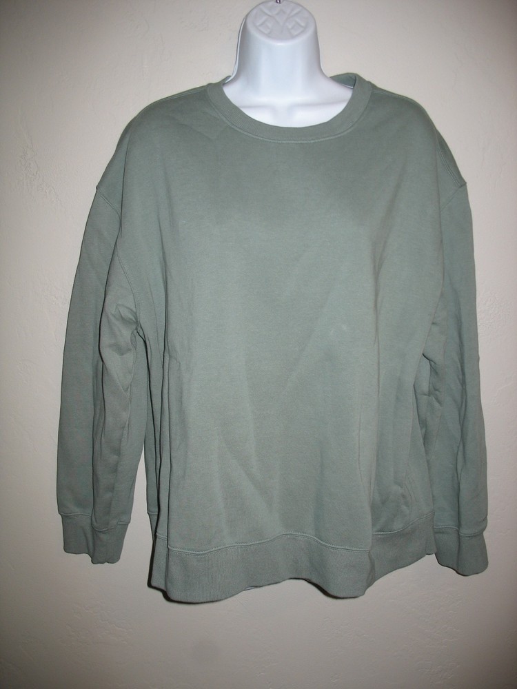 Athletic Works Pullover Sweatshirt Sz XL 16-18 Green Crew Neck Womens