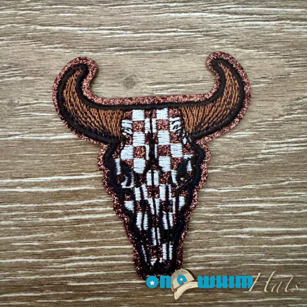 Checkered Steerhead Iron-On Patch