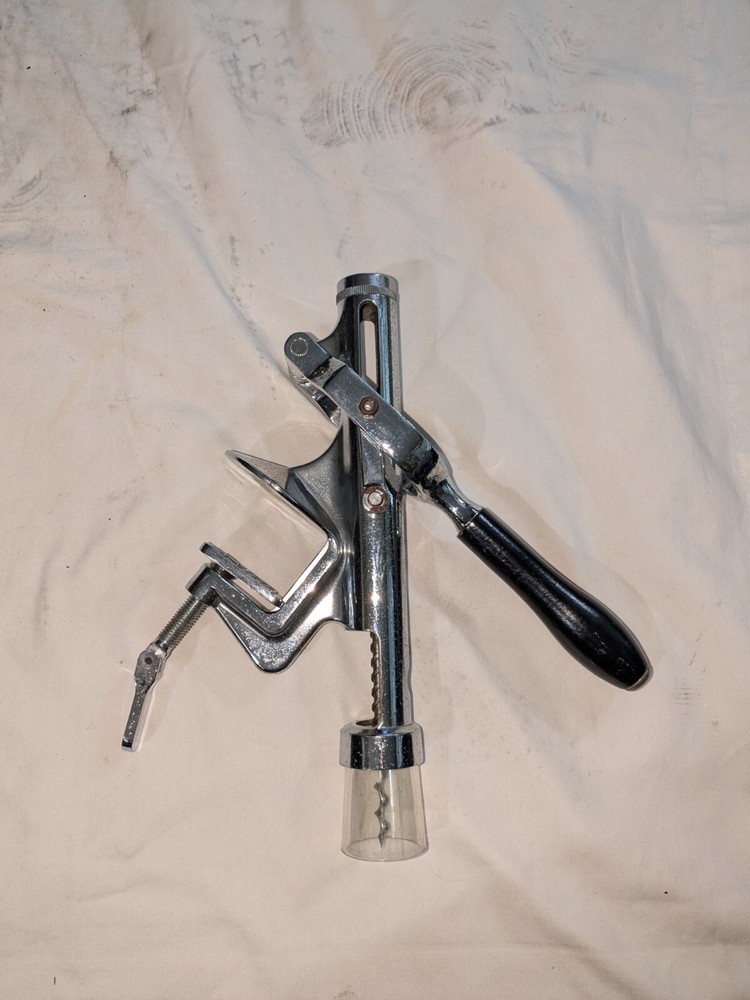 Bar Wine Corkscrew Bottle Opener Cork Puller Table / Counter Mount & Wood Handle