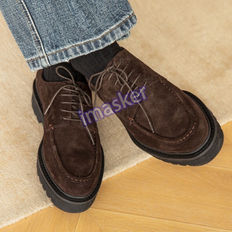 Japanese Mens Workwear Shoes Suede Casual Leather Outdoor Oxfords Lace Up Shoes
