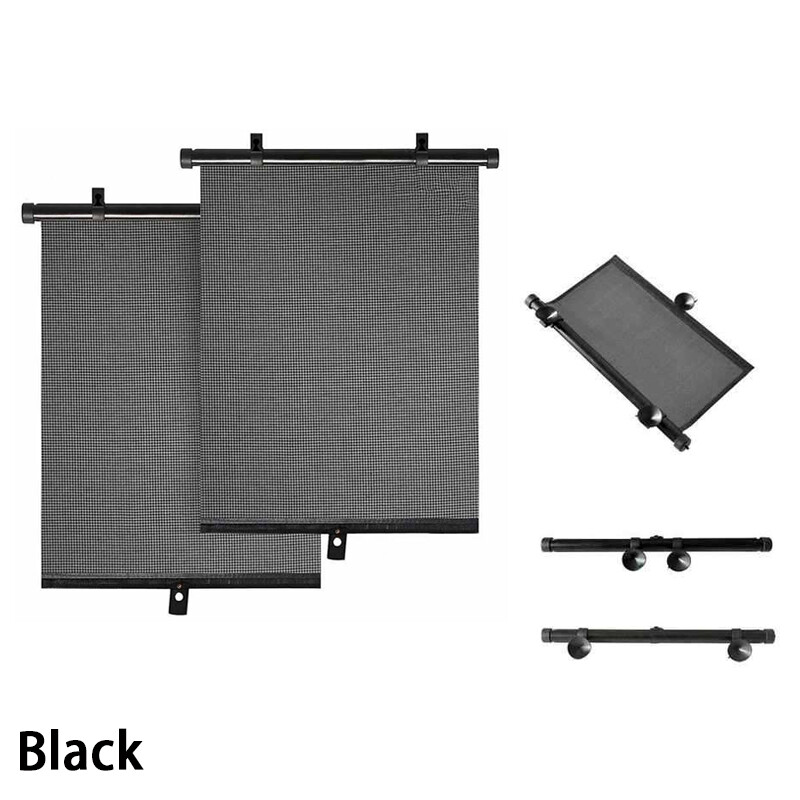 2Pcs Retractable Car Auto Side Window Baby Sun Shade Shield Roll Cover 50*50CM